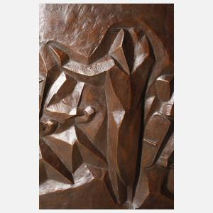 Großes Bronzerelief Orchester