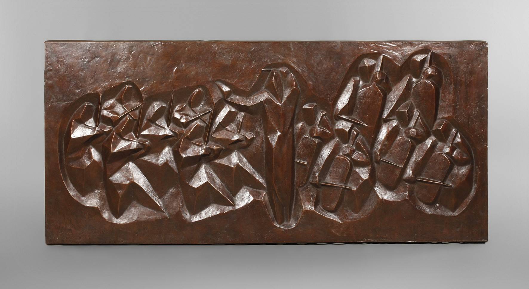 Großes Bronzerelief Orchester