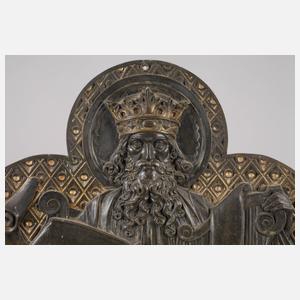 Relief thronender König David mit Lyra