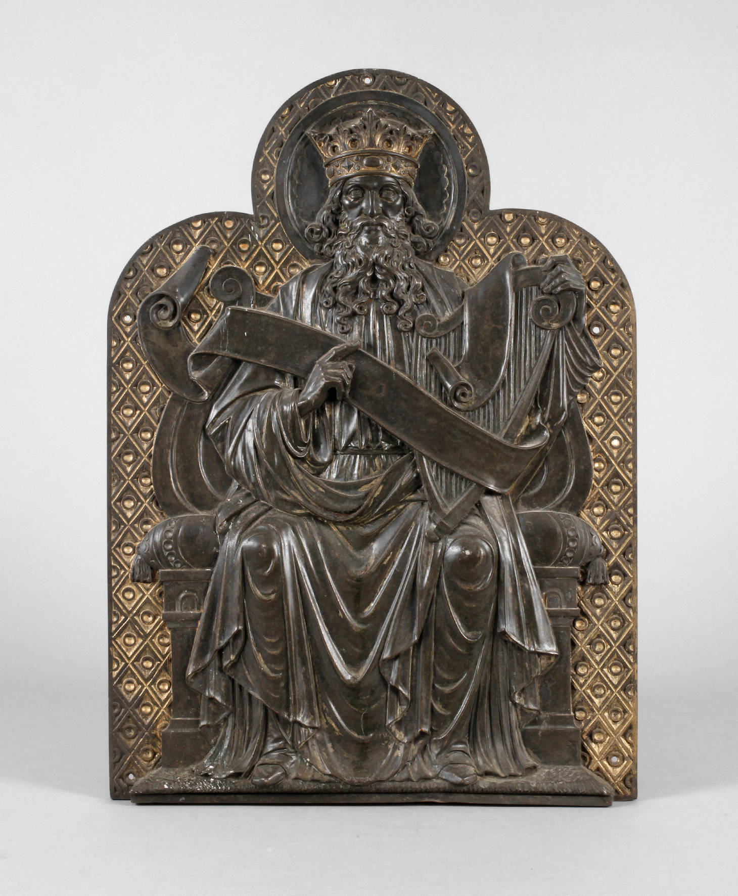 Relief thronender König David mit Lyra
