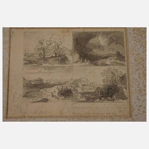 Emil Lugo, attr., Zwei Skizzenbuchblätter