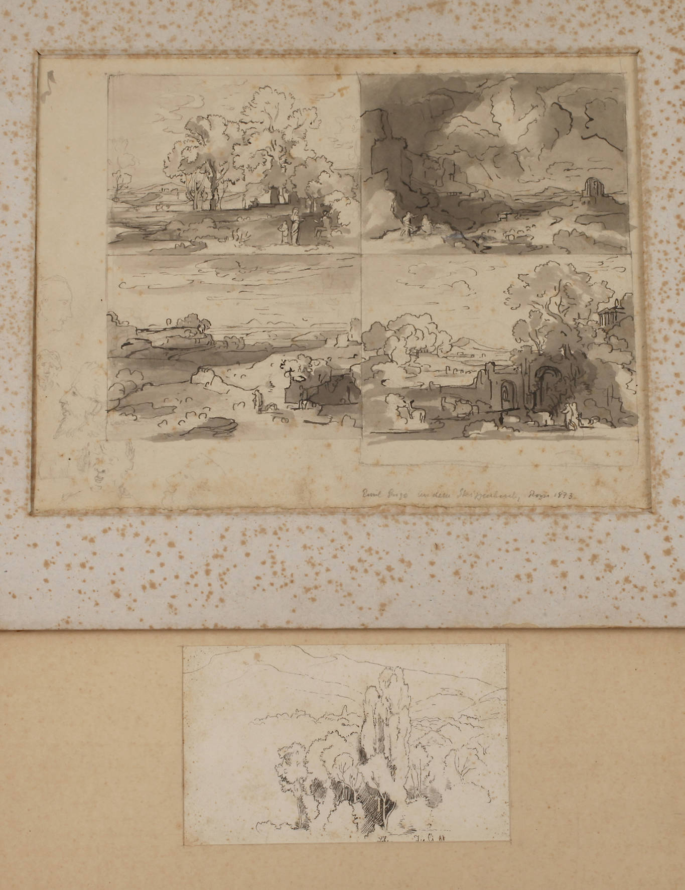 Emil Lugo, attr., Zwei Skizzenbuchblätter