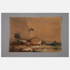 A. Mödinger, Landschaft mit Windmühle