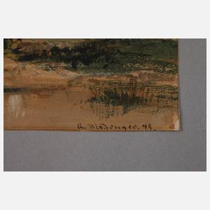 A. Mödinger, Landschaft mit Windmühle