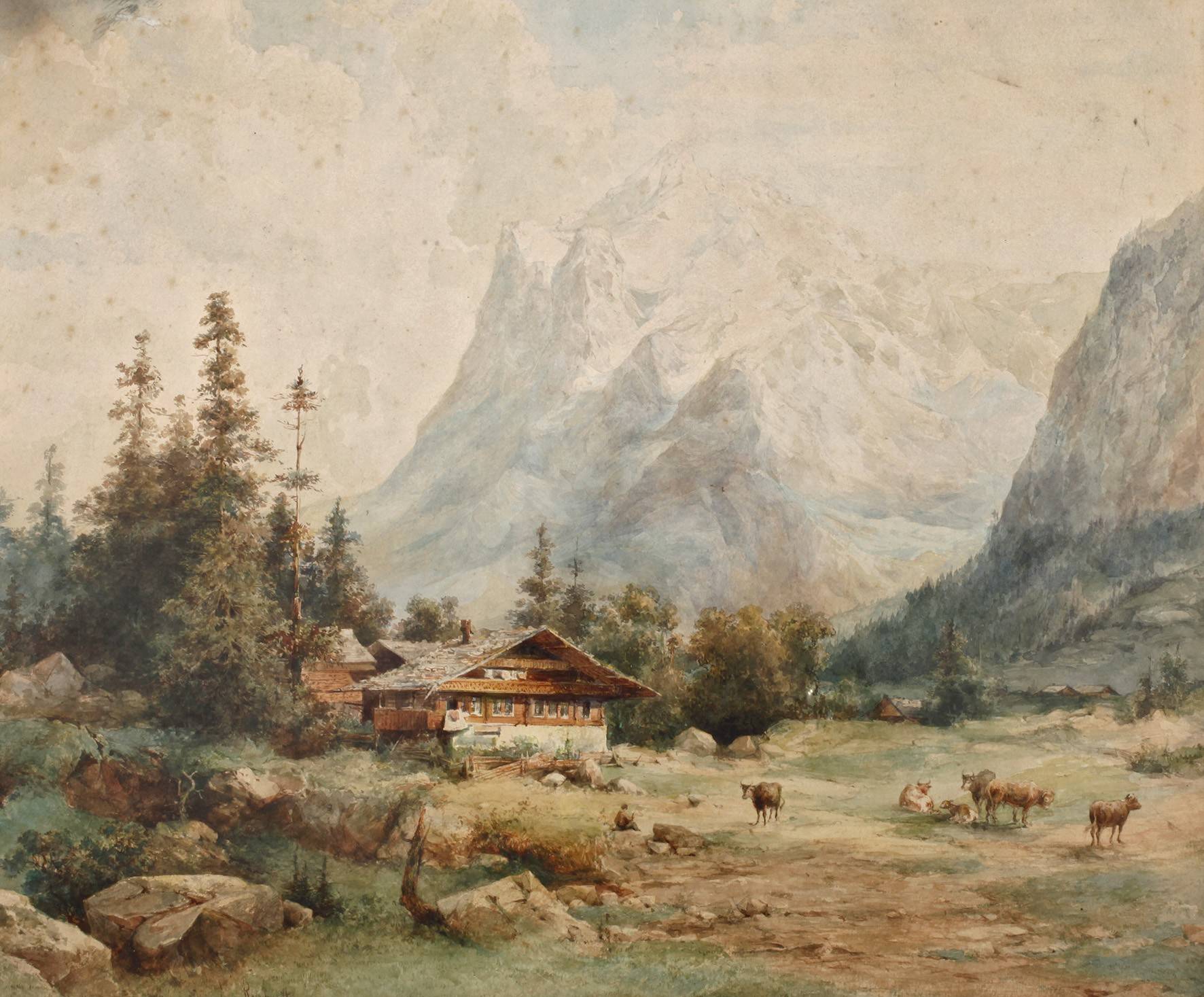 August Reinhardt, Alm im Gebirge