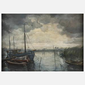 Jakob Fischer-Rhein, Boote am Ufer