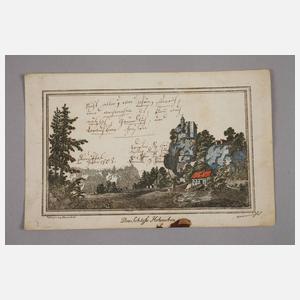 Stammbuchblatt mit Ansicht Burg Hohnstein