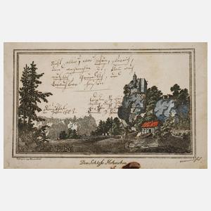 Stammbuchblatt mit Ansicht Burg Hohnstein