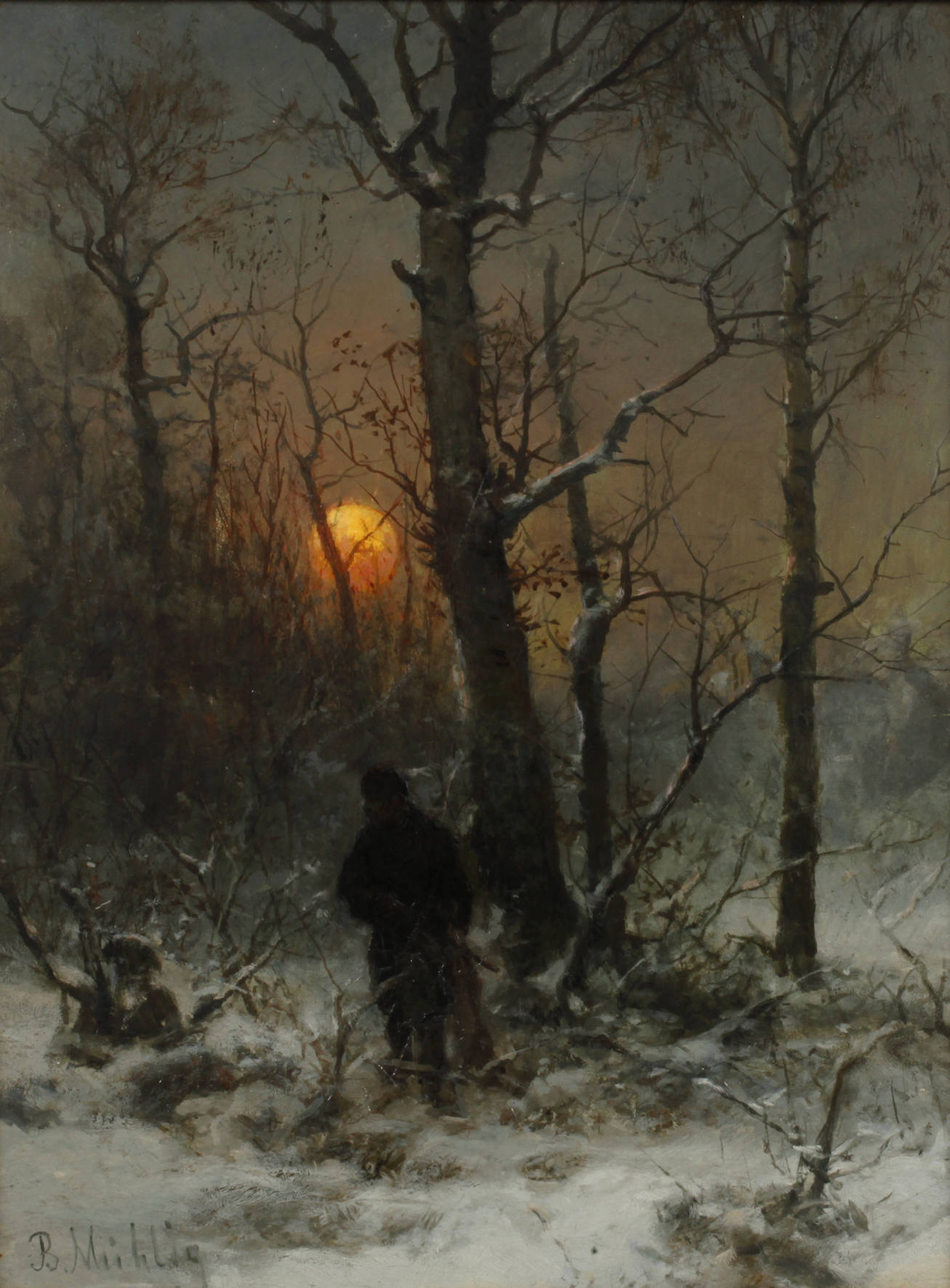 Bernhard Mühlig, Jäger im Winterwald