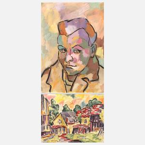 Gerhard Schöpplein, attr., Dorflandschaft/Portrait