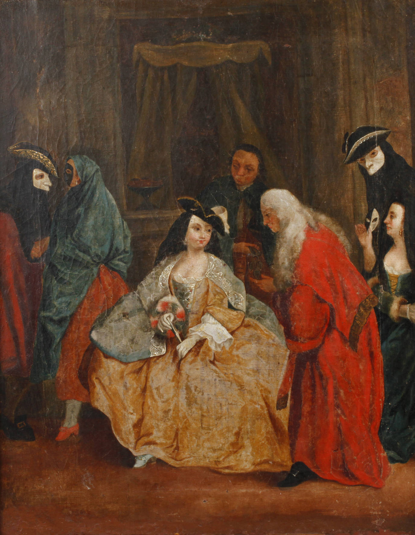 Karnevalsszene in der Art des Pietro de Longhi