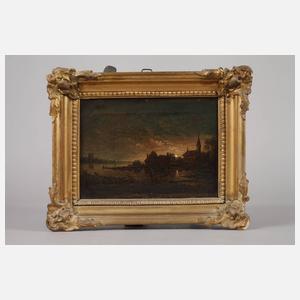 Hereinbrechende Nacht am Fluss