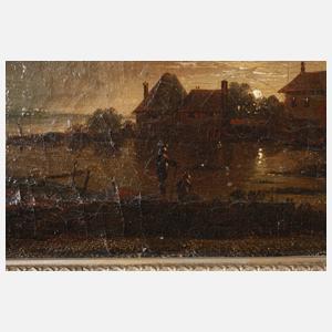 Hereinbrechende Nacht am Fluss