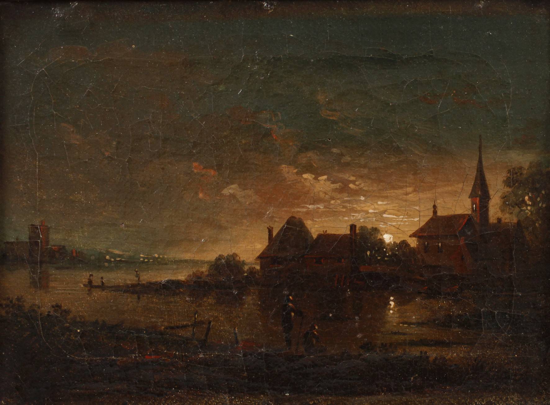 Hereinbrechende Nacht am Fluss