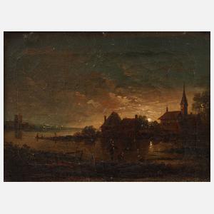 Hereinbrechende Nacht am Fluss