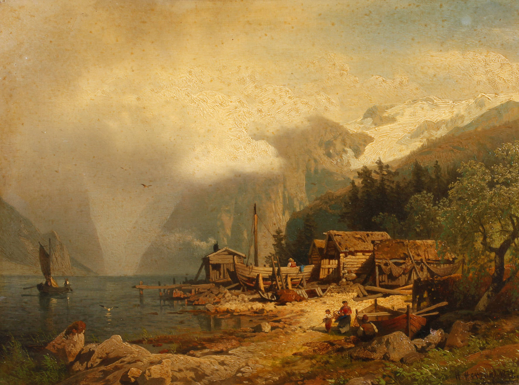 Hermann Ottomar Herzog, Fischerhütten im Fjord