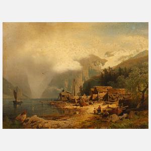 Hermann Ottomar Herzog, Fischerhütten im Fjord