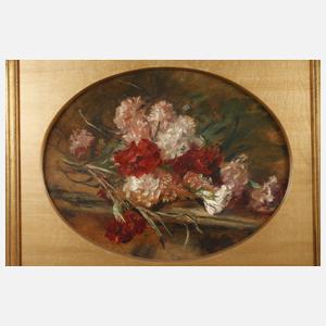 Anna Peters, Ovales Stillleben mit Nelken