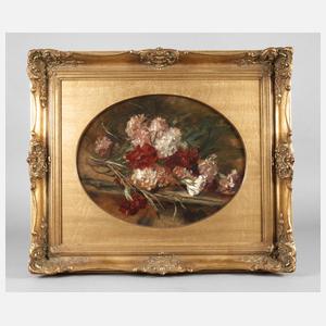 Anna Peters, Ovales Stillleben mit Nelken