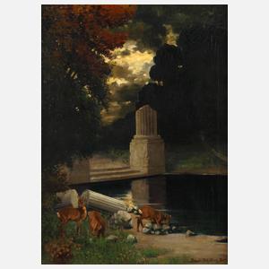 Friedrich Schilling, Rehe in arkadischer Landschaft