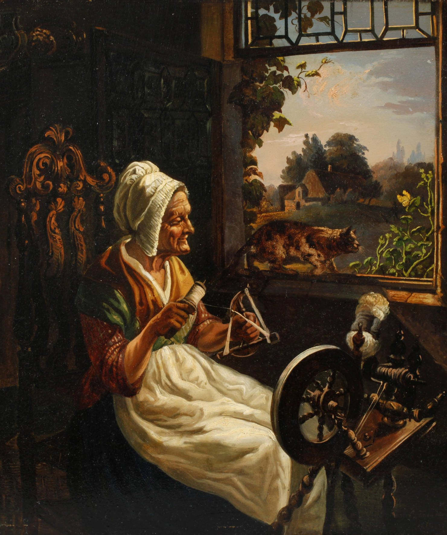 Carl Tiefenbronn, Alte Frau am Spinnrad