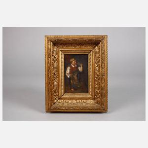 Knabe bei der Brotzeit