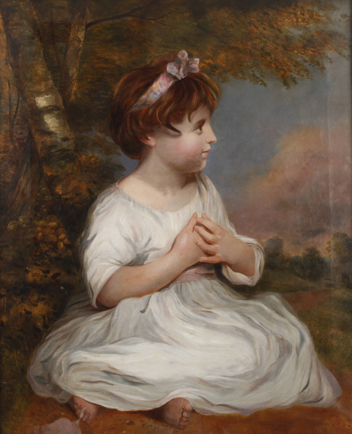 Mädchenbildnis vor Sommerlandschaft