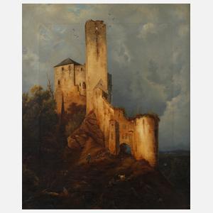 Burgruine bei aufziehendem Gewitter