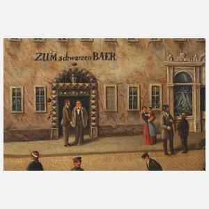 Stadtansicht mit Hotel ”Zum schwarzen Bär”