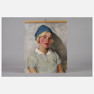 Franz Aumer, attr., Mädchen mit blauer Mütze