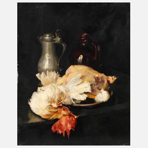 Franz Aumer, Küchenstillleben mit Hahn