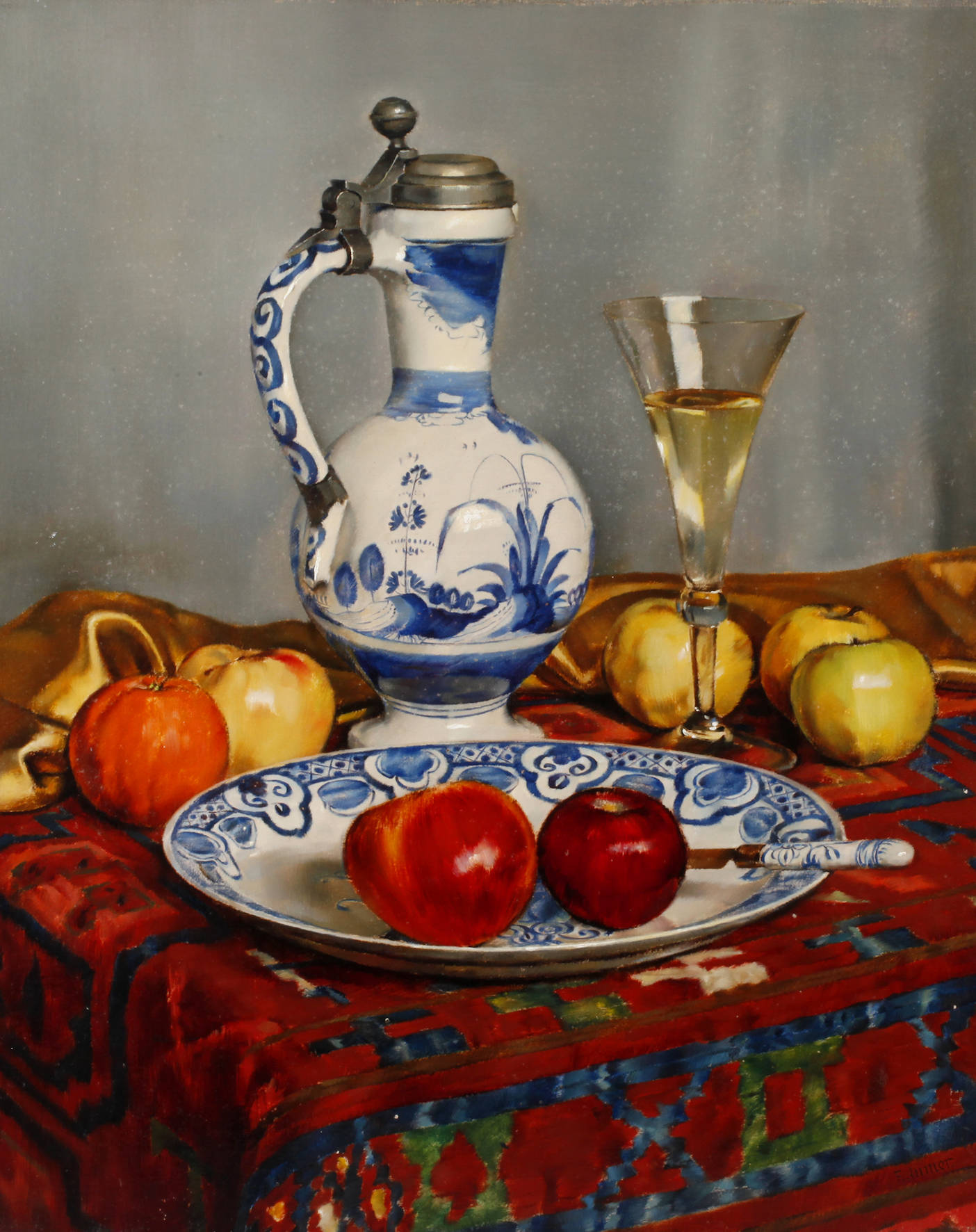 Franz Aumer, Stillleben mit Delfter Teller