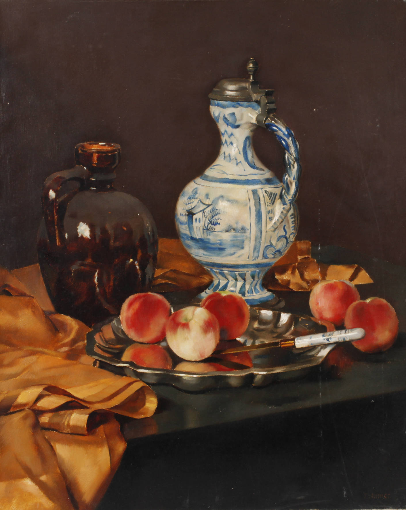 Franz Aumer, Stillleben mit Pfirsichen