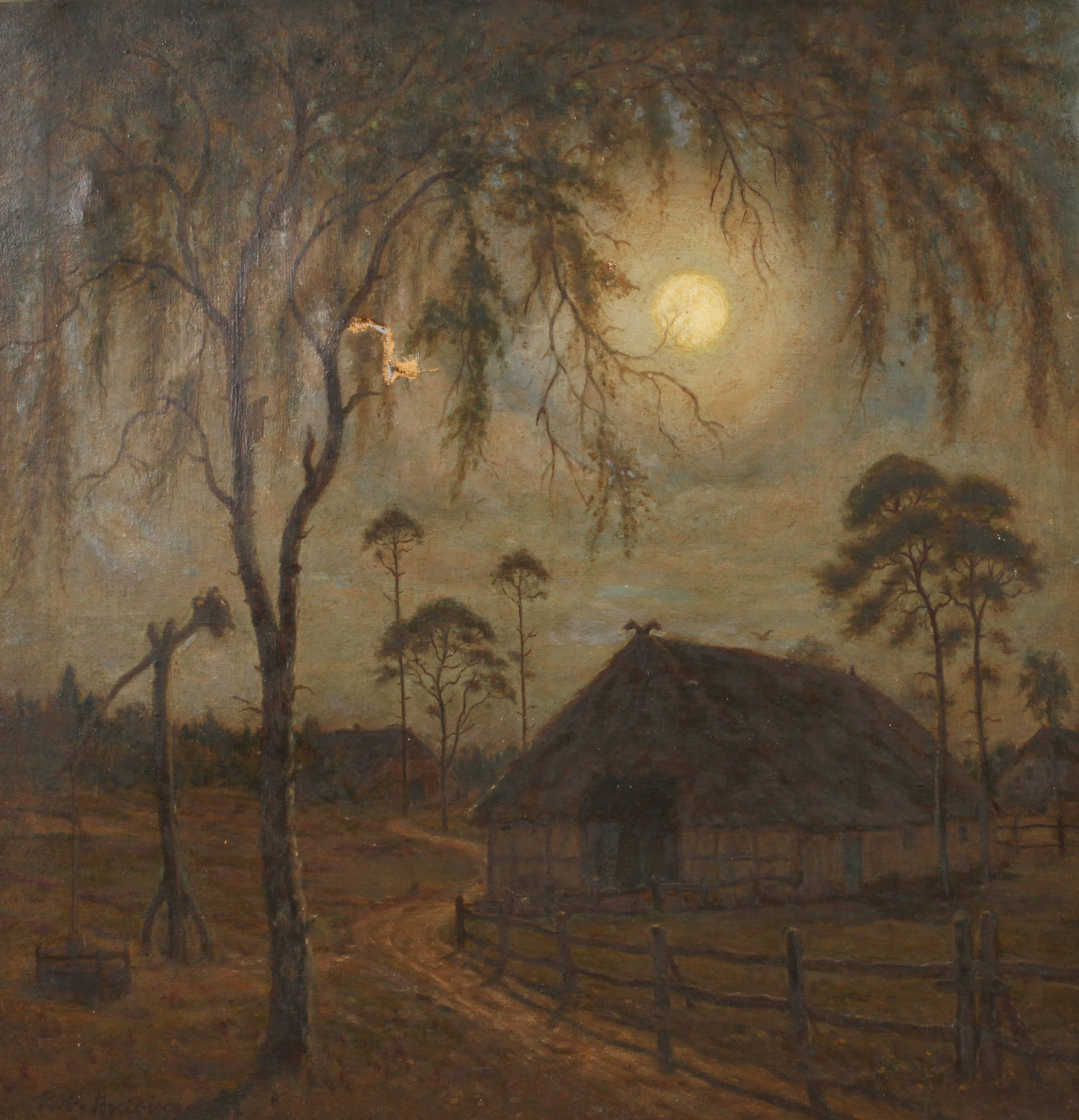 Robert Breiding, Bauernkate im Mondlicht