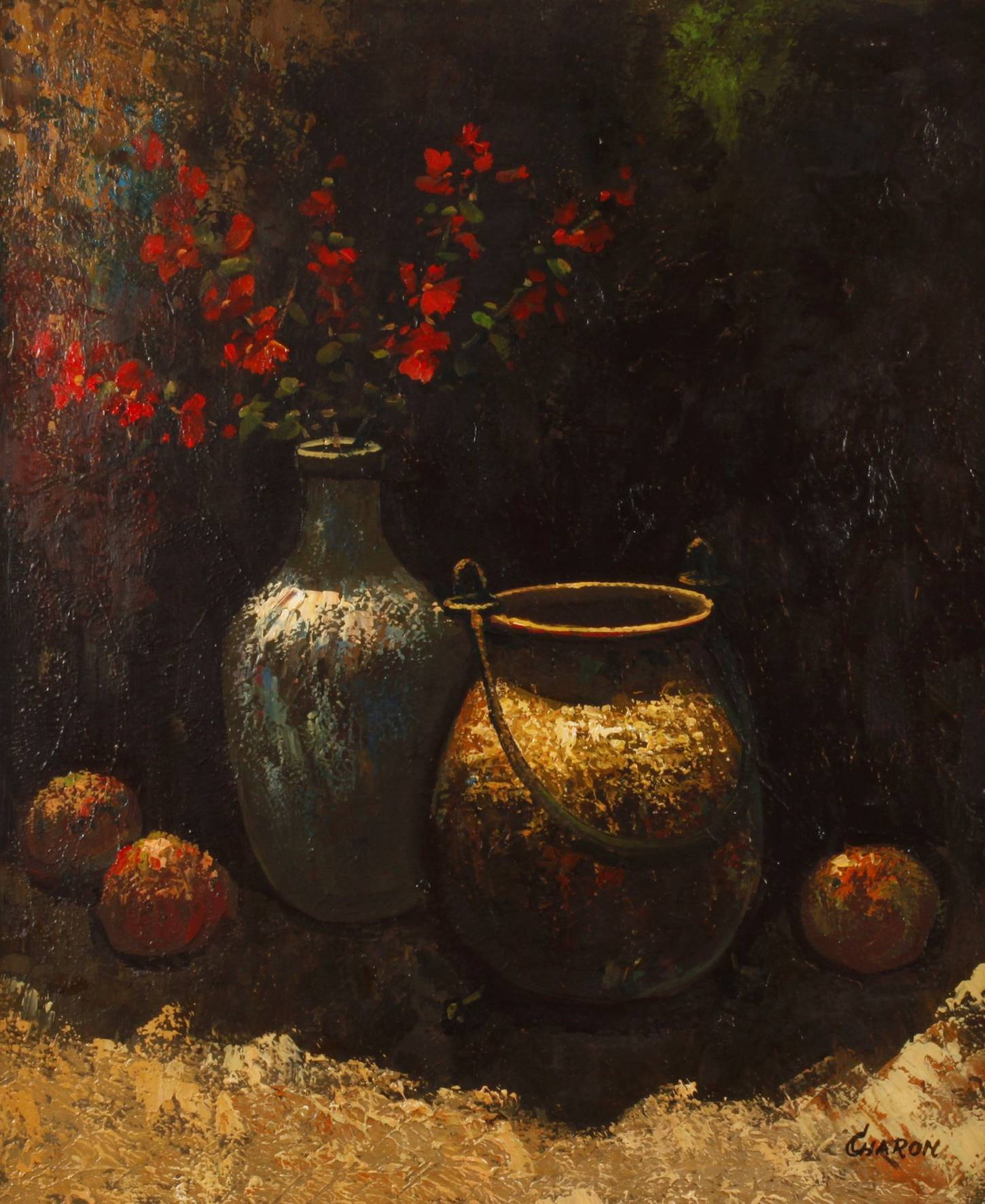 Charon, Stillleben mit Messingkessel