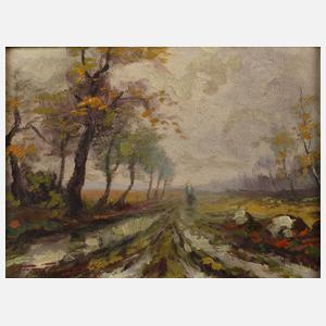 Jan Grotkovsky, Landschaft im Regen