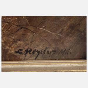 L. Heyder, Waldlichtung mit Rehen