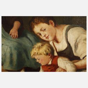 Eduard Huber-Andorf, Kinder mit Kaninchen