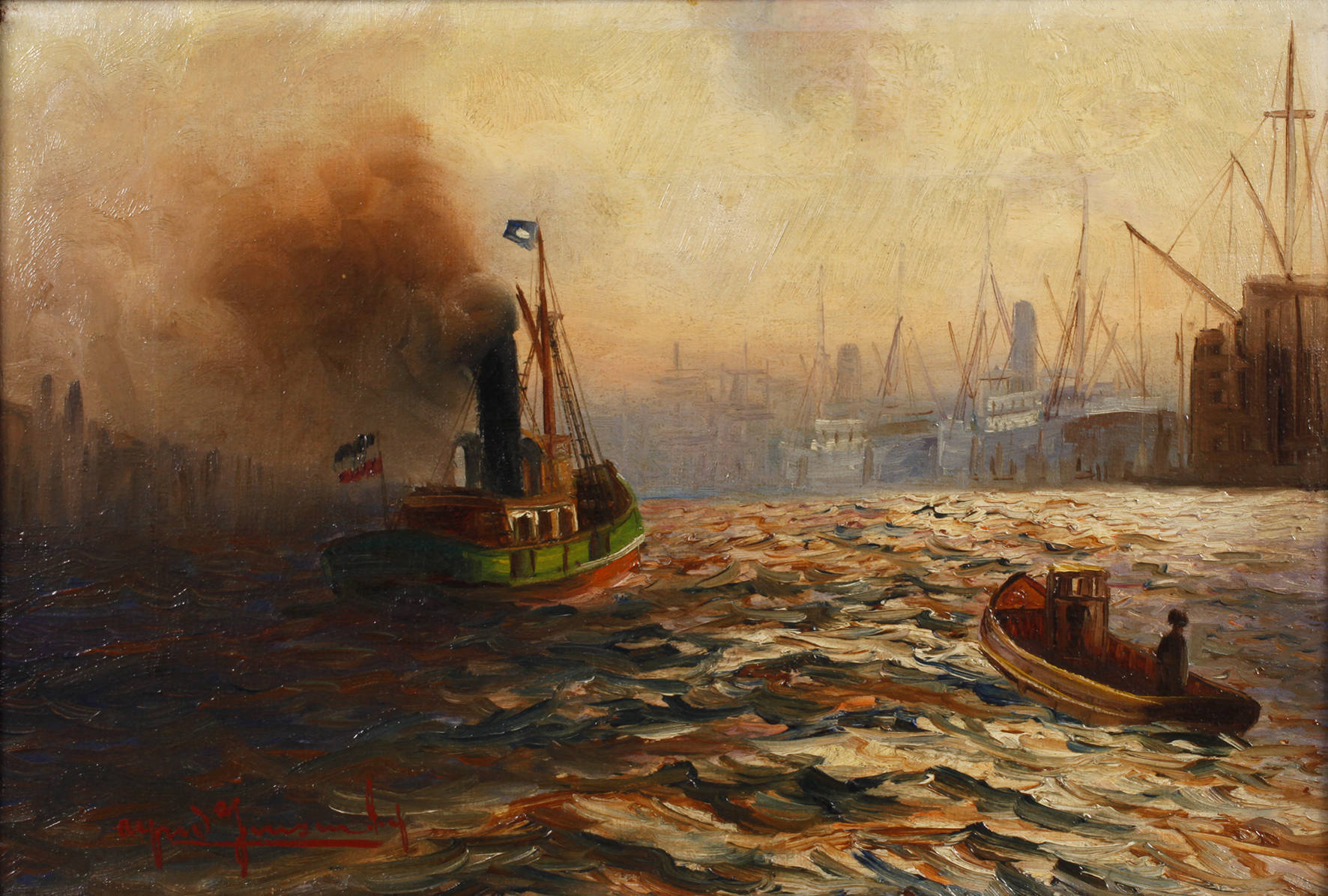 Alfred Jensen, ”Fährdampfer im Hamburger Hafen”