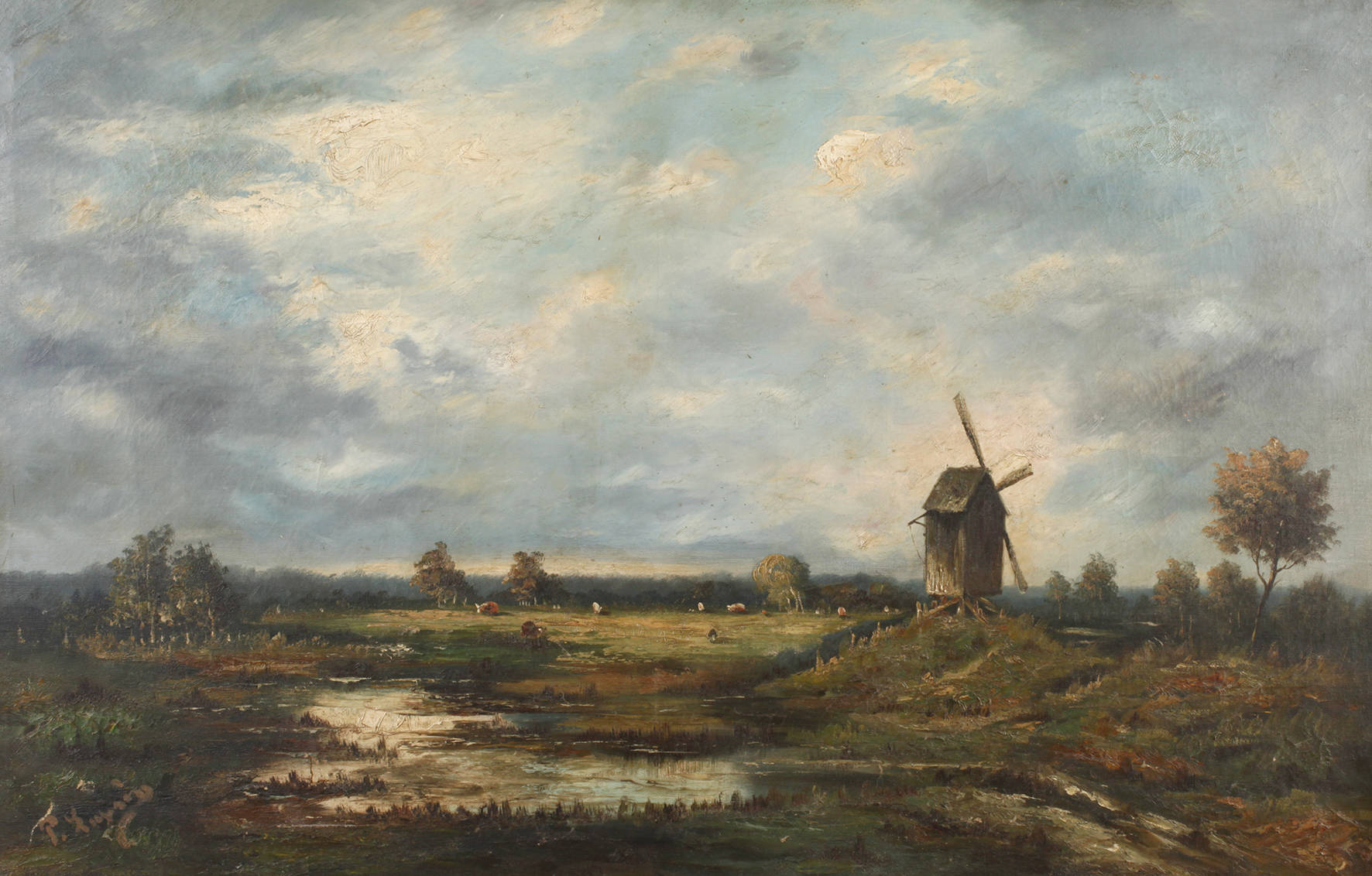 Piet Leysing, Landschaft mit Bockwindmühle