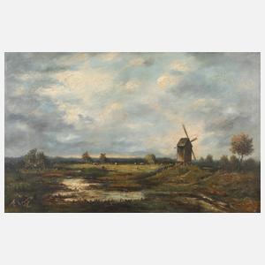 Piet Leysing, Landschaft mit Bockwindmühle