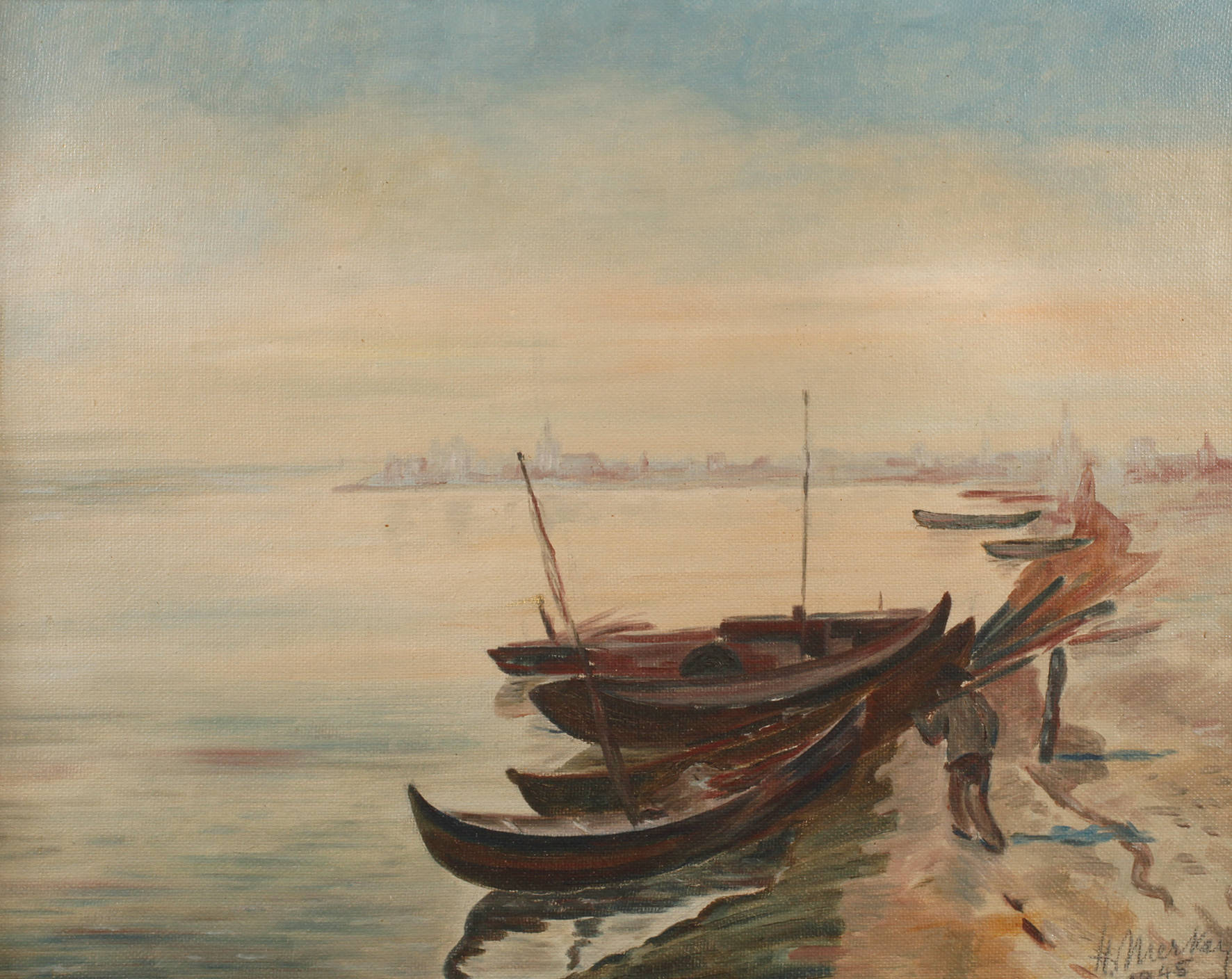 H. Merker, Boote am Ufer