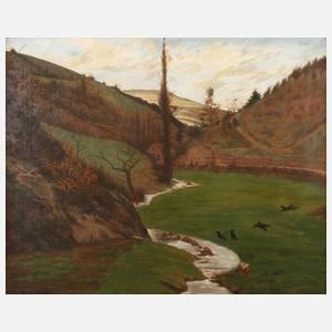 Anton Niessing, Herbstliches Tal mit Krähen