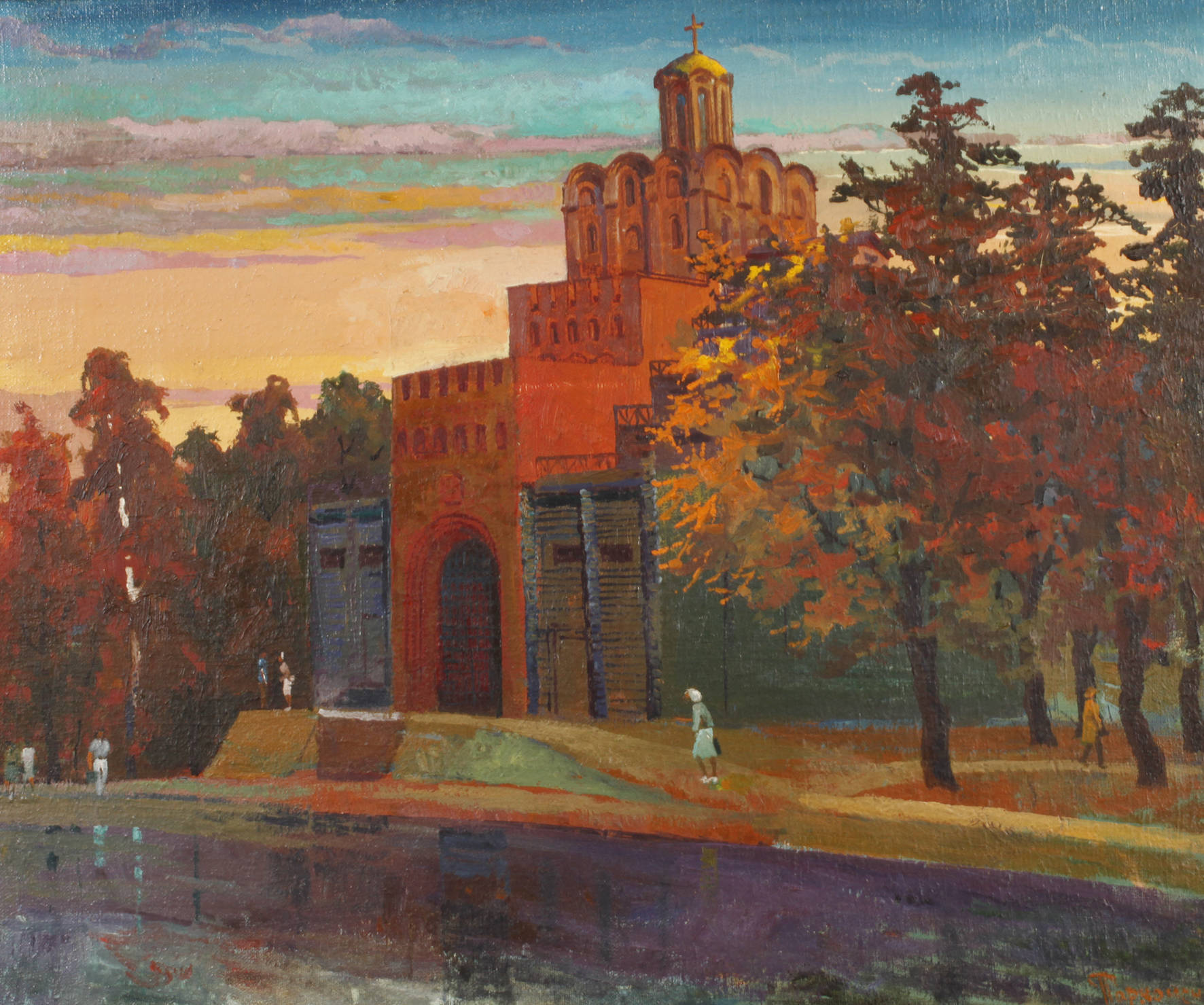 Parkhomenko, Orthodoxe Kirche am Abend