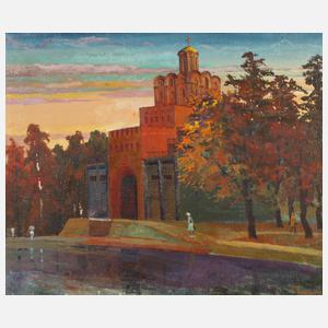 Parkhomenko, Orthodoxe Kirche am Abend