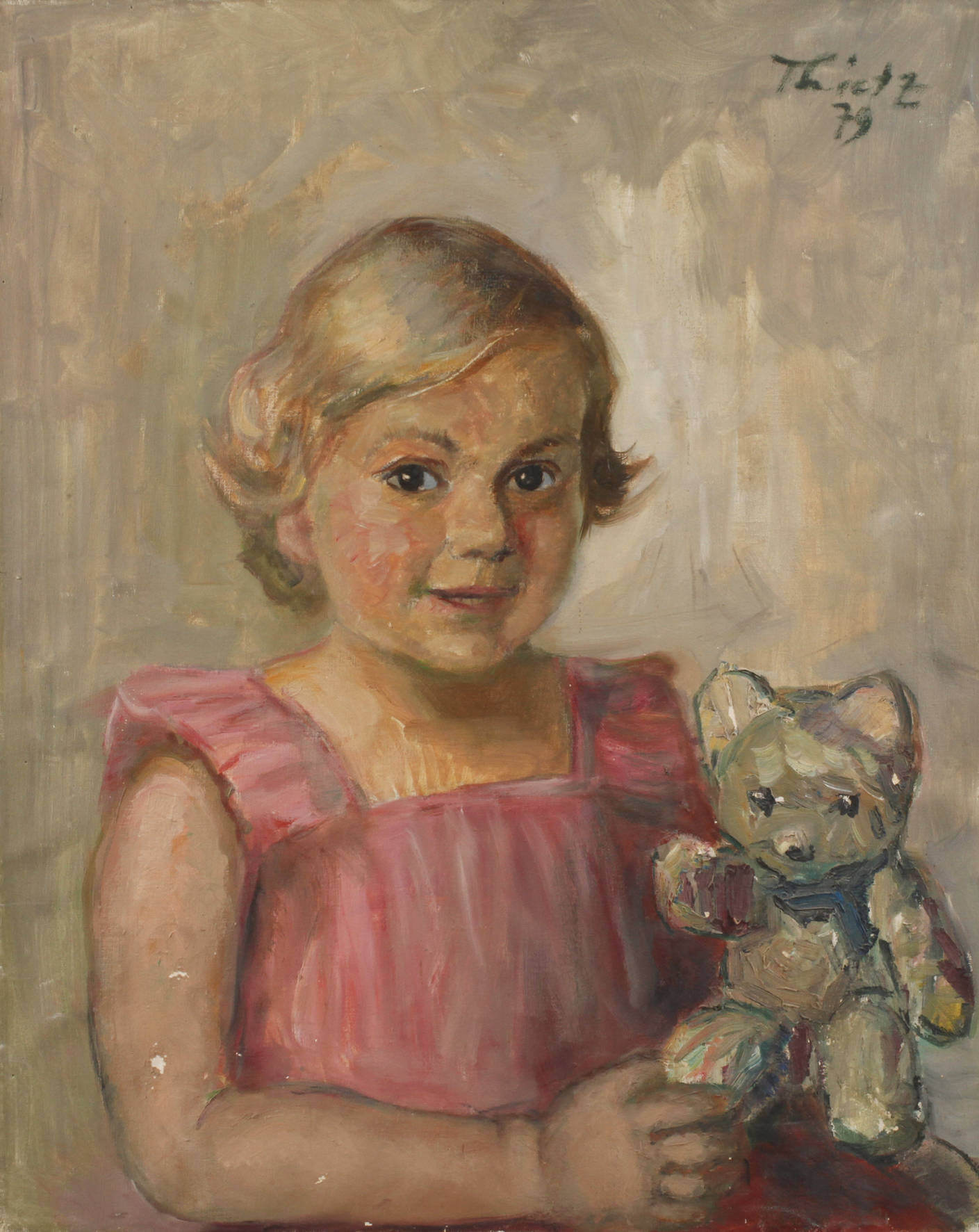 Thietz, Sitzendes Kind mit Teddybär