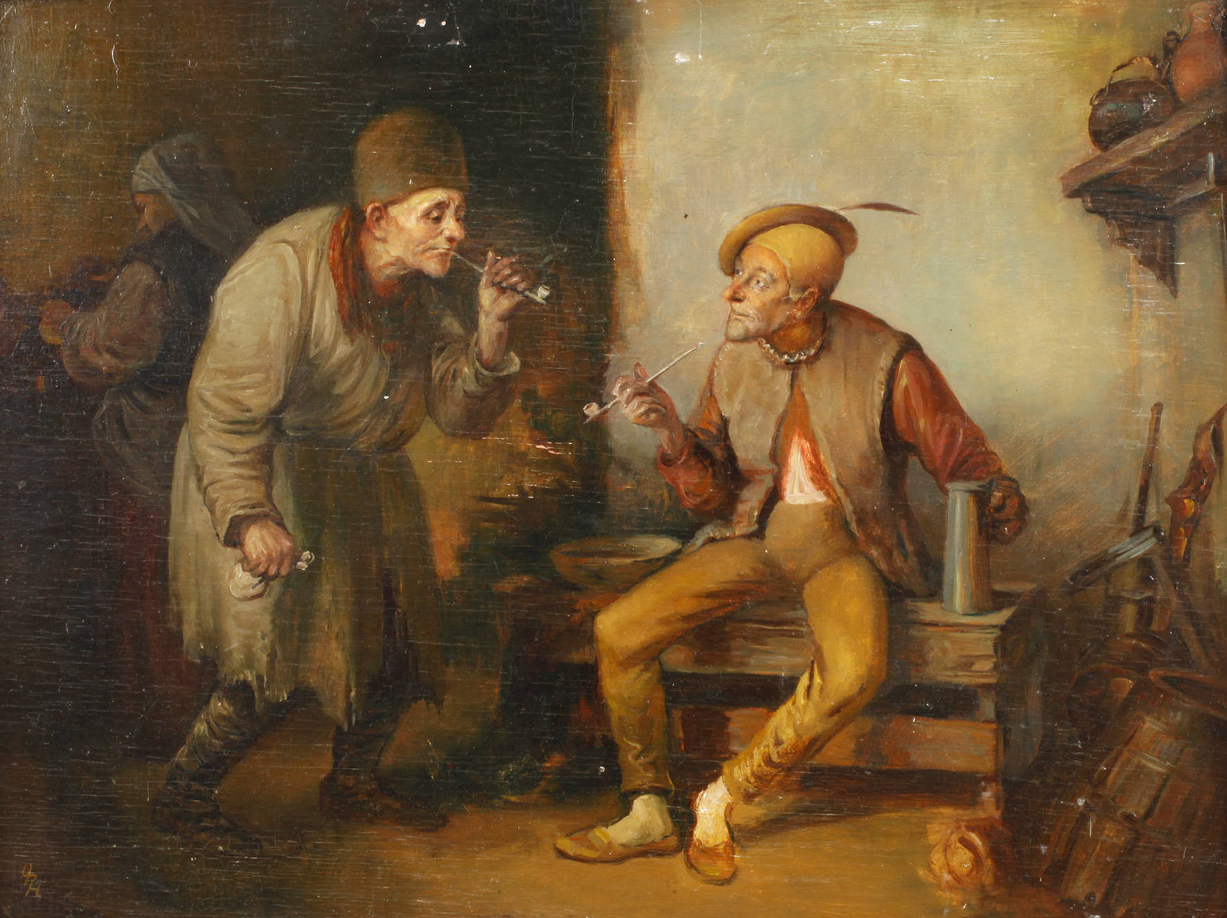 Pfeifenraucher in der Küche