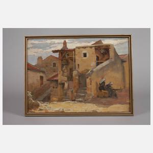 Dorfansicht mit Bäuerinnen