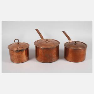 Drei Kupfertöpfe