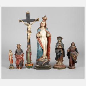Sechs barocke Heiligenfiguren